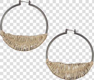  antique Silver Hoops With Metallic Thread   Earrings  HD Png Download