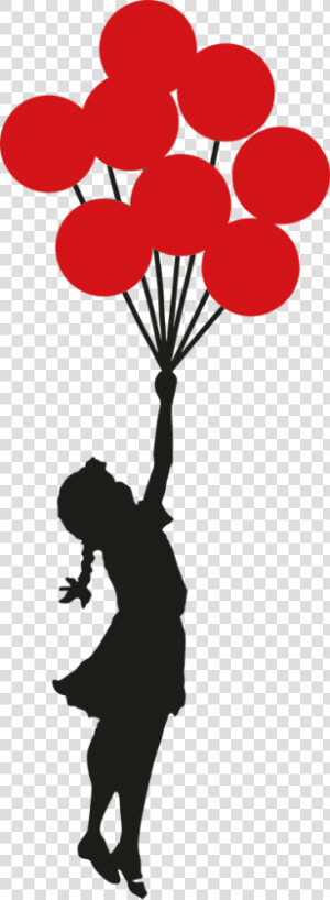 Banksy Girl With Balloons Wall Sticker   Balloons Black And White Png  Transparent Png