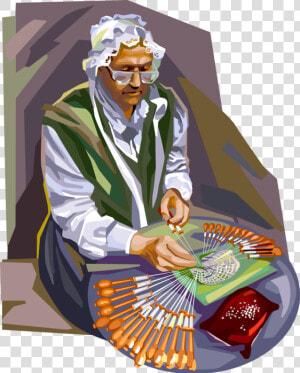 Vector Illustration Of Lace Maker At Work In Bruges    Illustration  HD Png Download