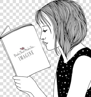 Imagine   Girl Reading Drawing Transparent  HD Png Download