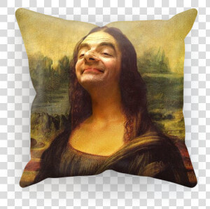 Mr Bean S Face On The Mona Lisa ﻿sublimation Cushion   Rowan Atkinson Mona Lisa  HD Png Download