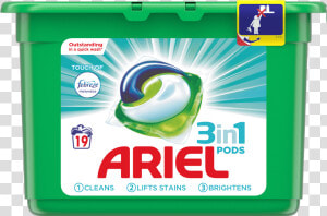 Ariel 3in1 Pods Washing Tablets With A Touch Of Febreze   Ariel 3in1 Pods Color  HD Png Download