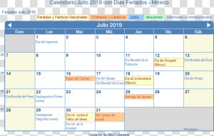 Calendario Méxicano Julio 2019 En Formato De Imagen   April 2020 Holidays  HD Png Download