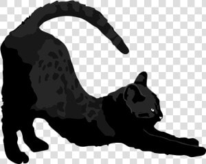 Cat Silhouette Stretching  HD Png Download
