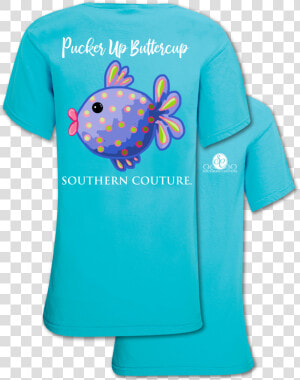 Southern Couture Pucker Up Buttercup Lagoon Blue  HD Png Download