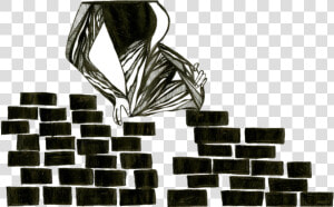 Drawing Of Pregnant Woman Behind Border Wall   Brickwork  HD Png Download
