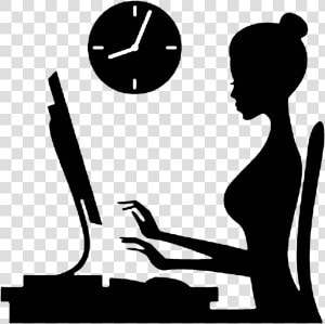 Working Woman Vector Clipart   Png Download   Lady At Computer Clipart  Transparent Png