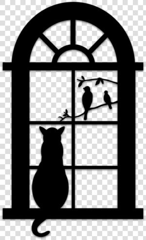 Transparent Cat Outline Png   Cat In Window Silhouette  Png Download