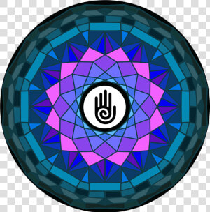 Mandala With Healing Hand Symbol In Pink And Blue   Circle  HD Png Download