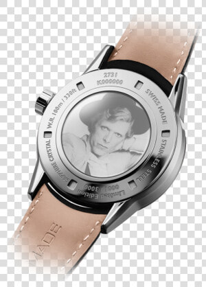 Back View Of The David Bowie Automatic Watch With Tan   Raymond Weil Buddy Holly Watch  HD Png Download