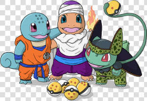 Squirtle As Krillin  Charmander As Piccolo  Bulbasaur   Pokemon Dbz Crossover  HD Png Download