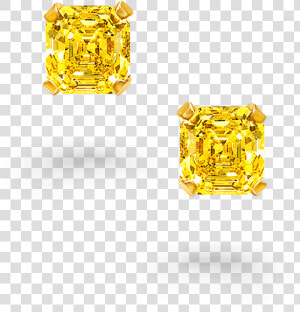 Square Yellow Diamond Stud Earrings  HD Png Download