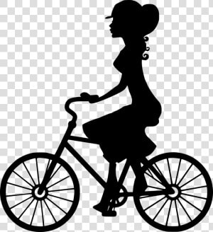 Silhouette  Wheel  Cyclist  Bike  Seated  Active  Woman   Girl On Bike Silhouette  HD Png Download