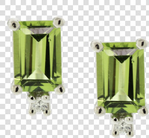 14k White Gold Peridot  amp  Diamond Stud Earrings   Body Jewelry  HD Png Download