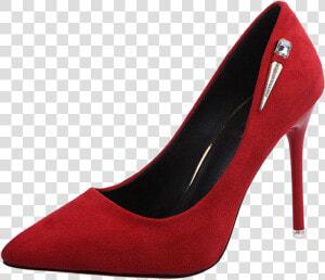 Slipper High heeled Footwear Shoe Sandal   Suede Red Heels  HD Png Download
