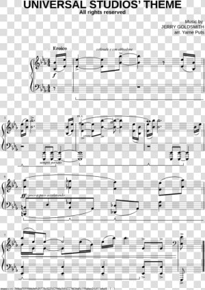 Universal Studios Piano Sheet Music  HD Png Download