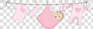 Baby Girl Hanging On Clothesline Clip Arts   Baby Girl Clothes Line  HD Png Download