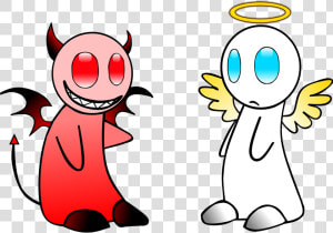 A Cartoon Image Of A Demon Next To An Angel That Represents   Difference Between Good And Bad  HD Png Download