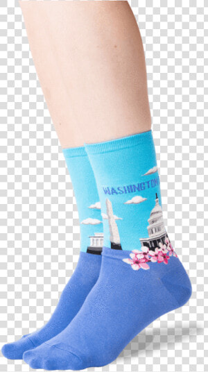 Women S Washington Dc Crew Socks In Light Blue Front   Heel  HD Png Download