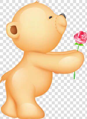 Cute Valentine Teddy With Rose Png Clipart Picture   Teddy Bear Holding A Rose  Transparent Png
