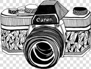 Overlay  Canon  And Camera Image   Black And White Camera Drawing  HD Png Download