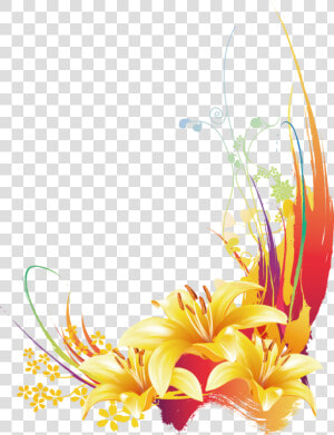 简约手绘卡通可爱线条太阳   Beautiful Flowers Corners  HD Png Download