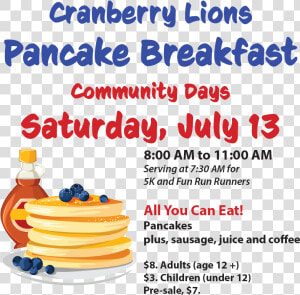 Pancake Breakfast Splash   Buffet Ad  HD Png Download