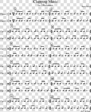 Clapping Music Sheet Music  HD Png Download