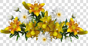 Flowers  Yellow  Fragrant  Lilies  Daisies  Arrangement   Png Yellow Lily  Transparent Png