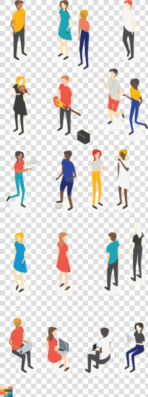 Isometric People Vector Free  HD Png Download