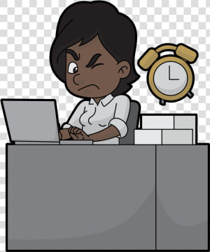 Black Cartoon Woman Annoyed By An Alarm Clock   Cartoon  HD Png Download