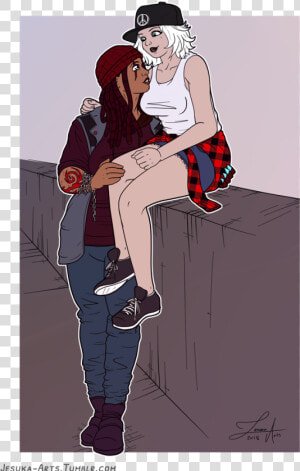 Commission For Curlyoutkast Of Their Characters Xander   Kiss On Lips  HD Png Download