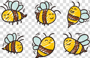 Cute Drawn Bee Clipart   Png Download   Bees Drawing Png  Transparent Png