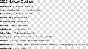 2020 Holiday Closings New Year S Day   Lik The Bred Memes  HD Png Download