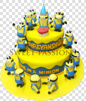2 Tier Minion Party Time Cake  HD Png Download