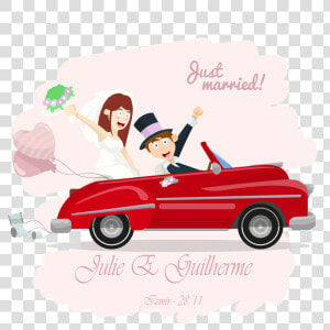 Just Married Car Clipart Banner Wedding Invitation   Wedding Just Married Cartoon  HD Png Download