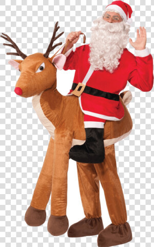 Santa Riding Reindeer Costume   Png Download   Christmas Costumes Men  Transparent Png