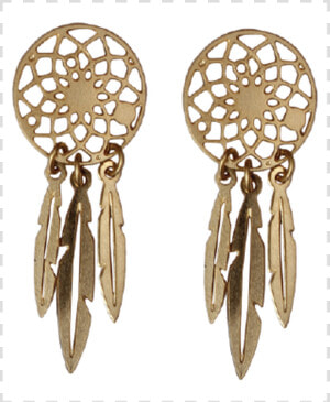 Gold Dream Catcher Stud   Earrings  HD Png Download