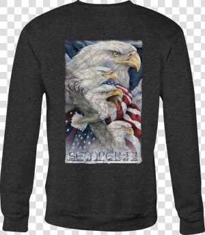 American Crewneck Sweatshirt Semper Fi We Stand Shirt   Eagles With Flag Of The United States  HD Png Download