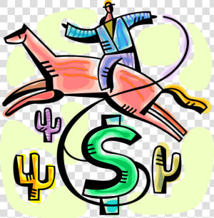 Vector Illustration Of Investment Cowboy On Horseback  HD Png Download
