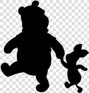 Black Pooh Piglet Holding Hands Png Transparent Background   Piglet And Pooh Silhouette  Png Download