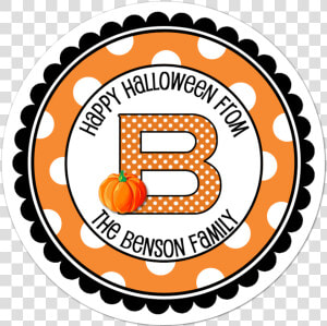 Pumpkin Monogram Wide Polka Dot Border Personalized  HD Png Download