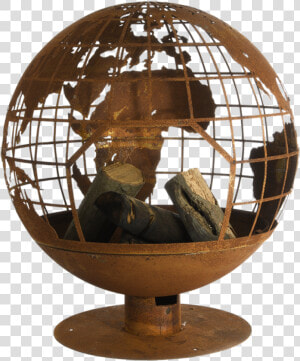 Fire Ball Laser Cut Rust Globe   Globe  HD Png Download