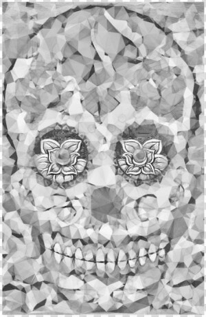 Polygon Skull Black White Poster 22 X34   Skull  HD Png Download