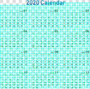 Free Printable 2020 Yearly Calendar On One Page   Free Printable 2020 Yearly Calendar  HD Png Download