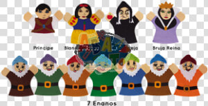 Guiñoles Blanca Nieves   Titeres De Blanca Nieves Y Los 7 Enanos  HD Png Download