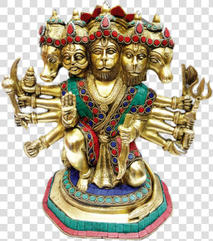 Antique Finish Panchmukhi Hanuman The Protector Turquoise   Bronze  HD Png Download
