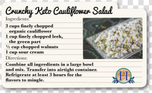 Crunchy Keto Cauliflower Salad  HD Png Download