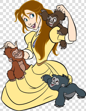 Cartoon clip Character animated Cartoon graphics art   Jane Porter Baby Monkey  HD Png Download