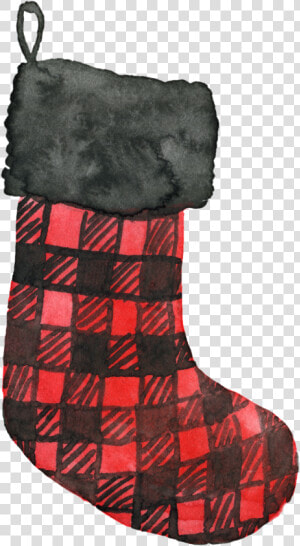 Hand Painted Plaid Christmas Socks Png Transparent   Sock  Png Download